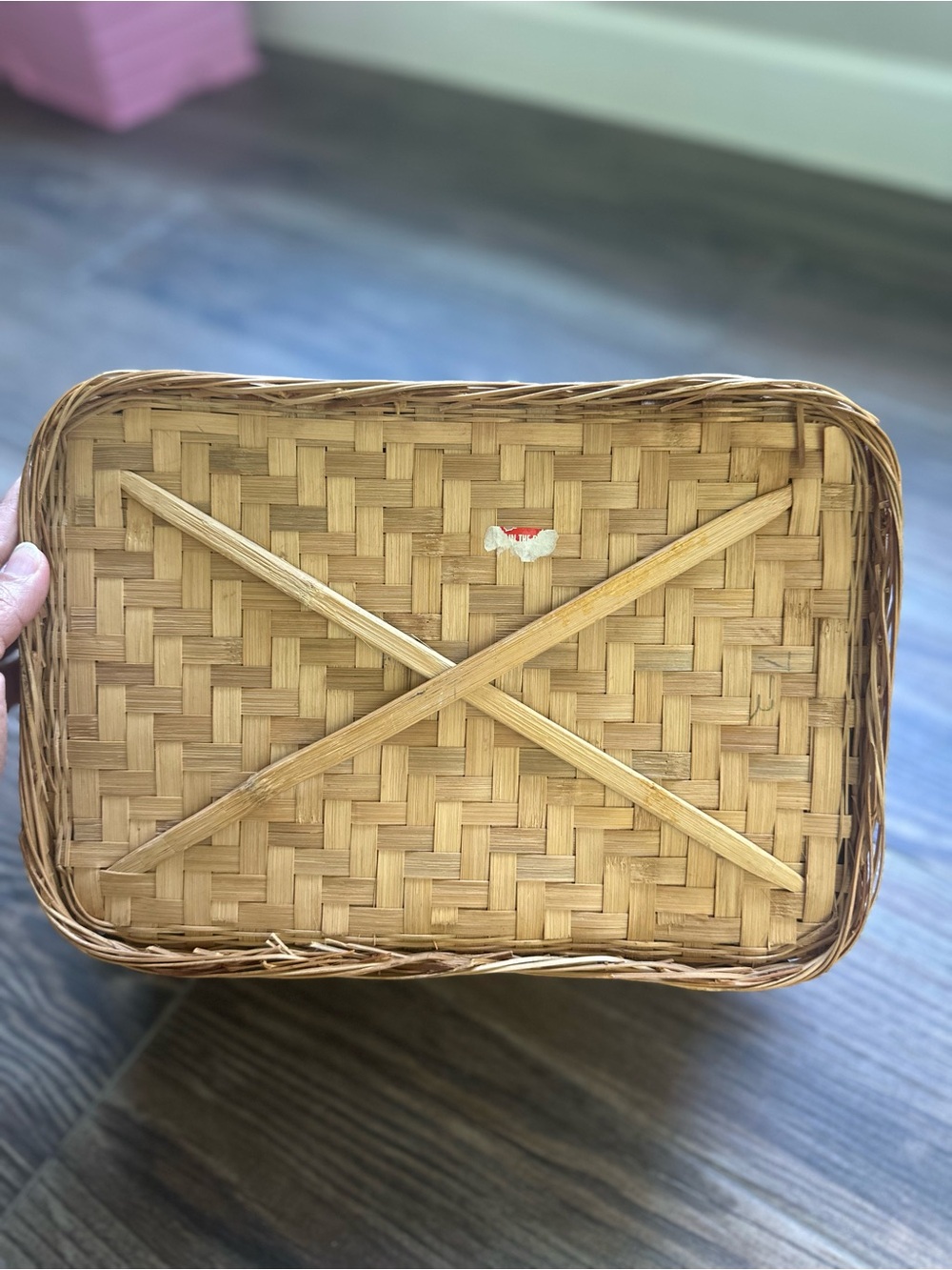 Vintage Antique Woven Picnic Basket in Natural and Brown - Picture 6 of 16